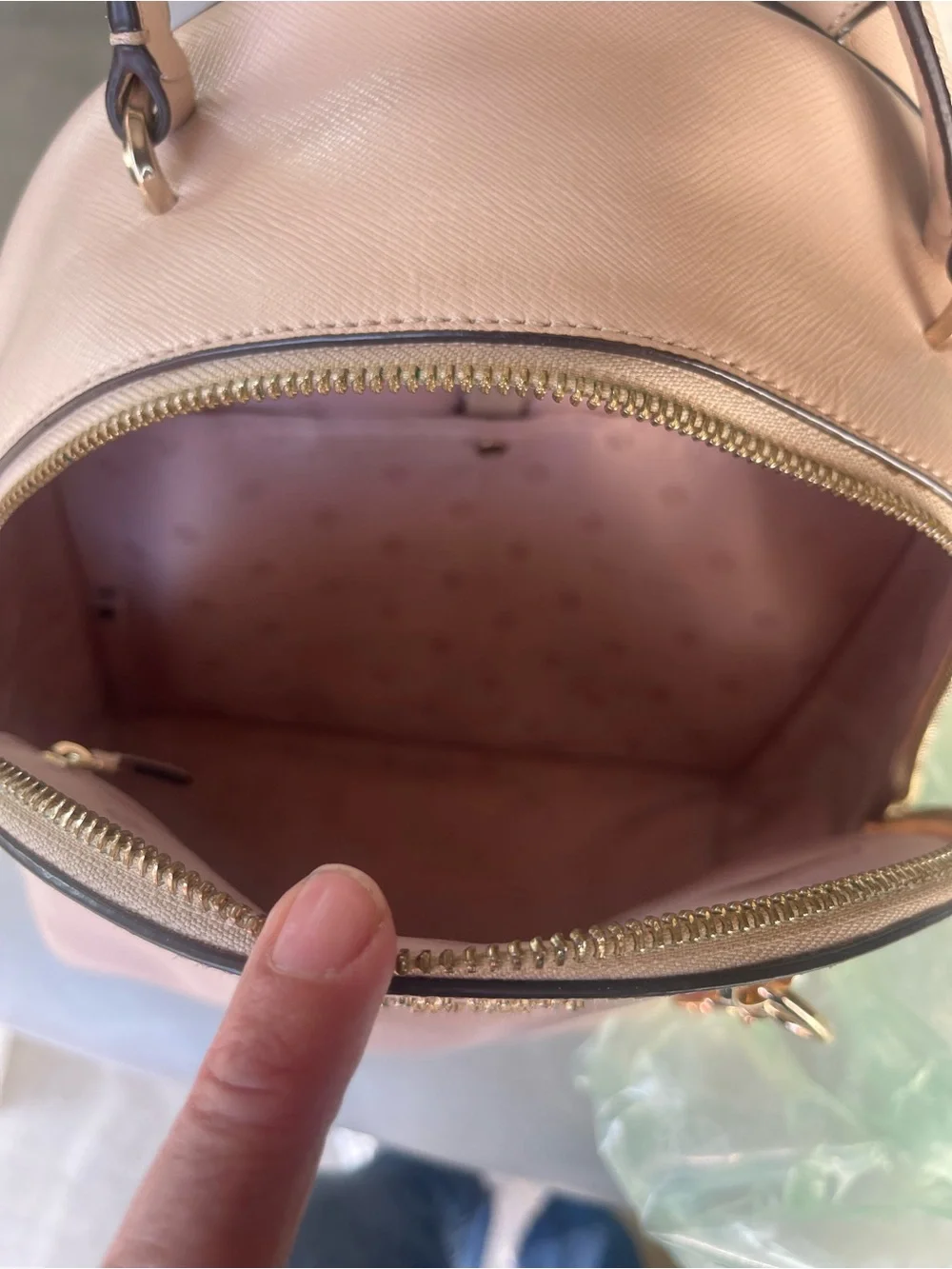 kate spade Pink Leather Dome Backpack with Heart Charm